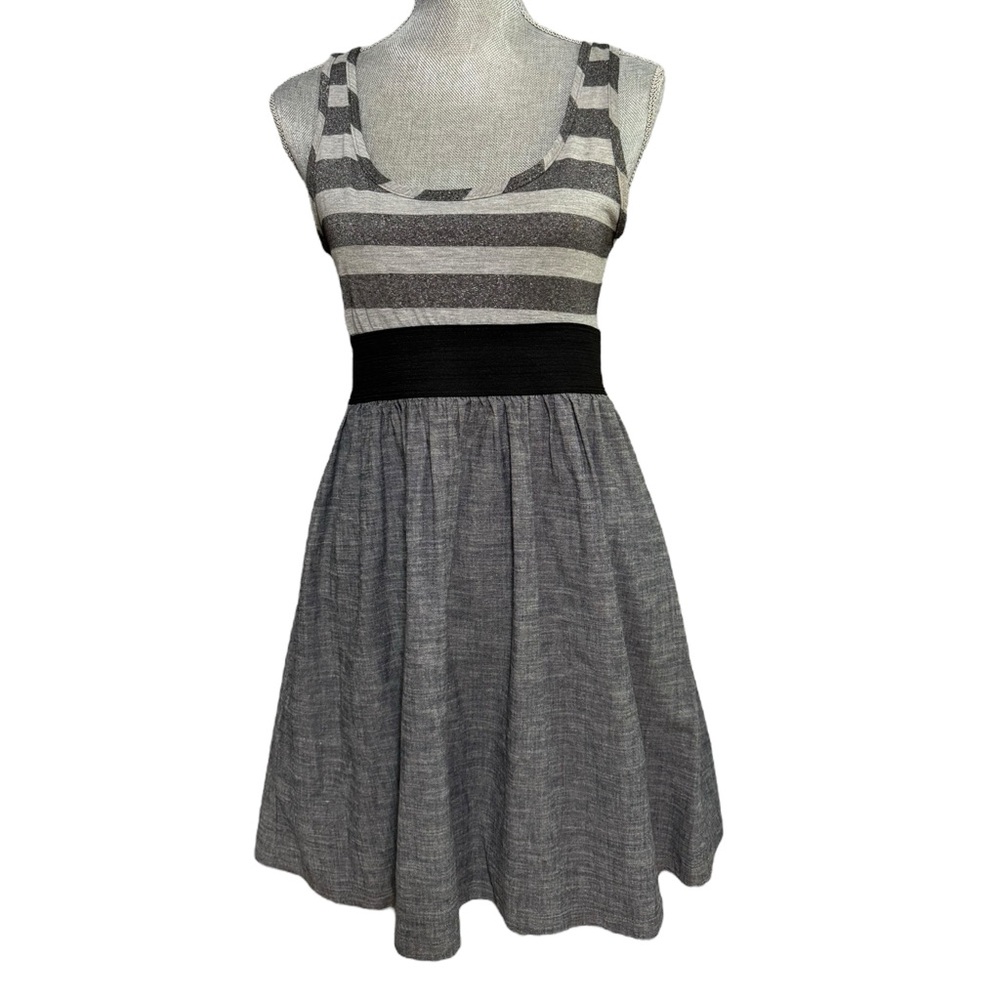Gray Sleeveless Elastic Waist Dress